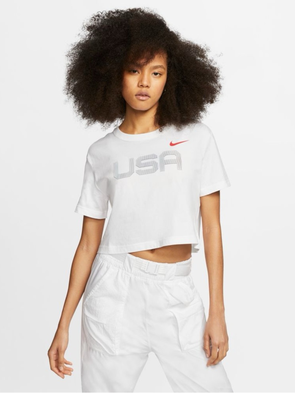 Nike Women’s Sportswear USA Cropped Crewneck T-Shirt - White